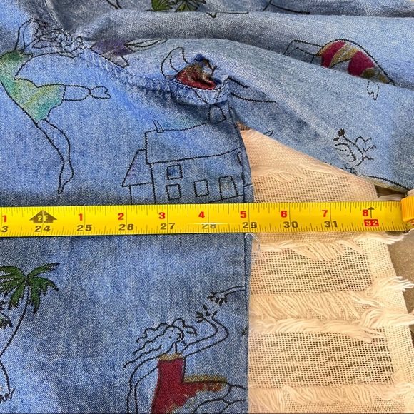 New Direction Womens 3XL Embroidered Buttons Girl Dancing Boat Denim Shirt Boho - Picture 6 of 8